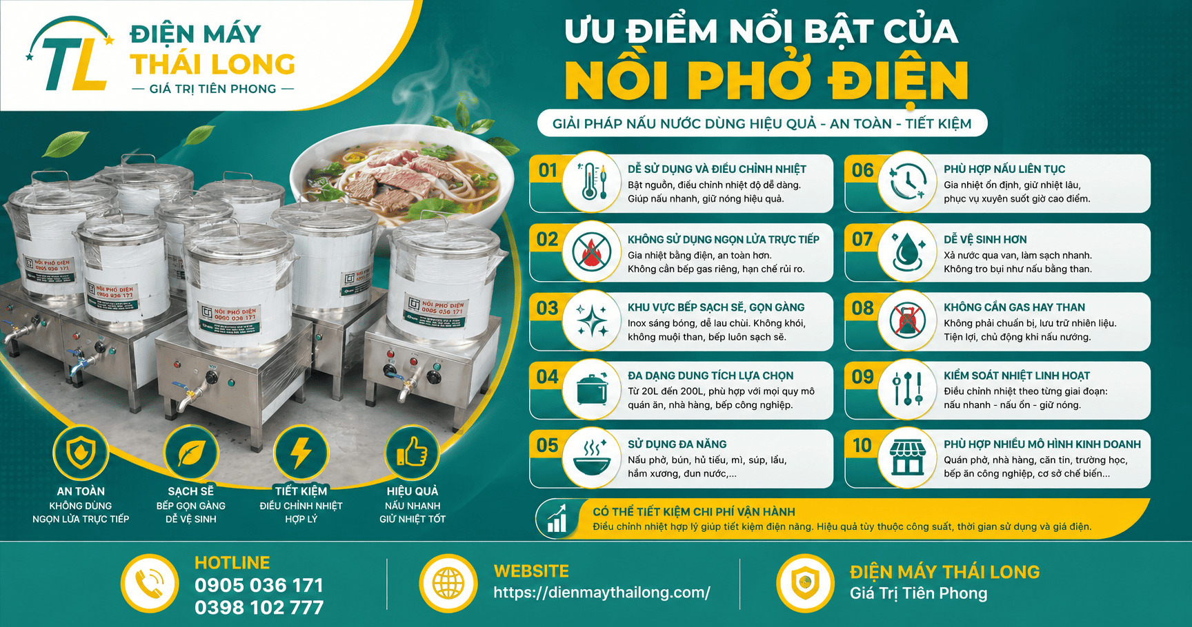 Ưu điểm của nồi phở điện
