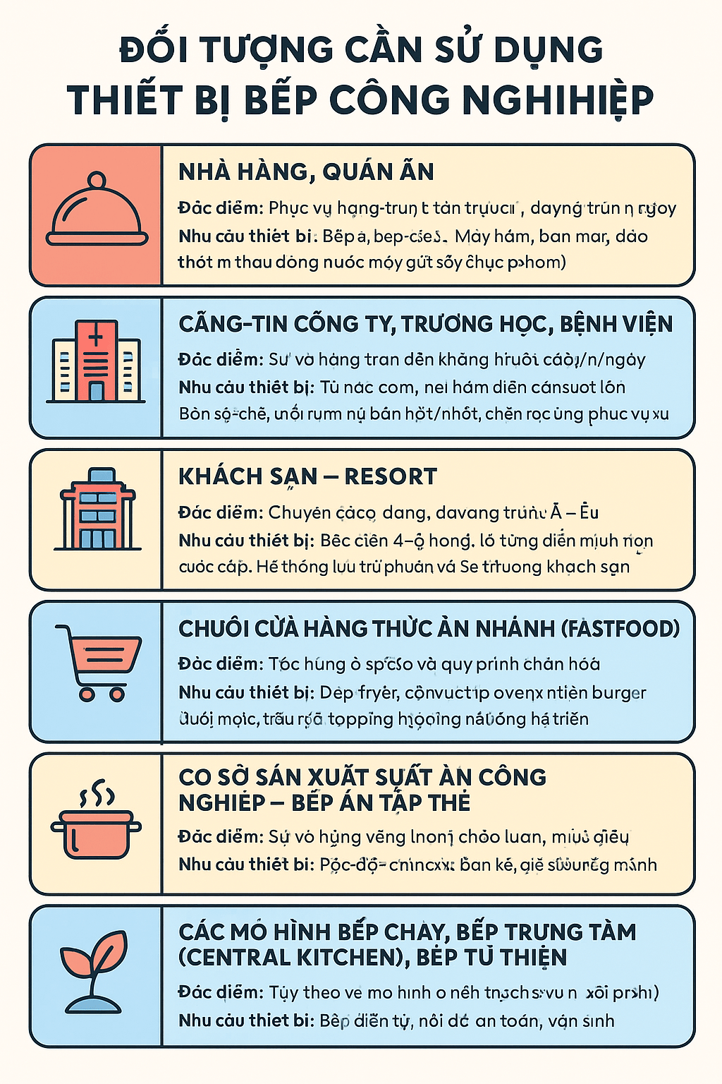 Đối tượng sử dụng thiết bị bếp công nghiệp