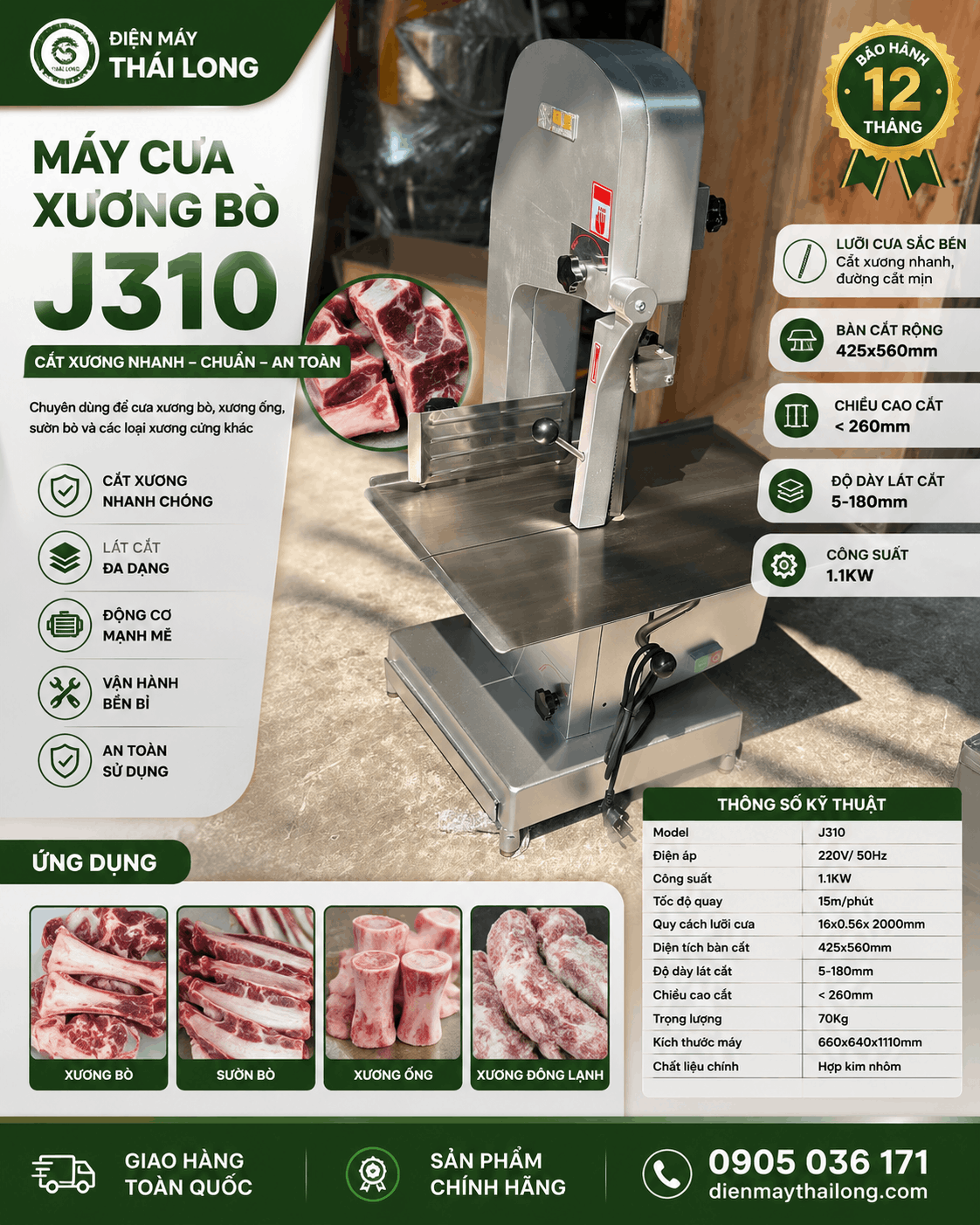 Máy cưa xương bò xương heo J310