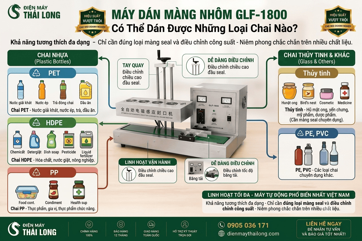 Máy GLF-1800 dán được những loại chai nào