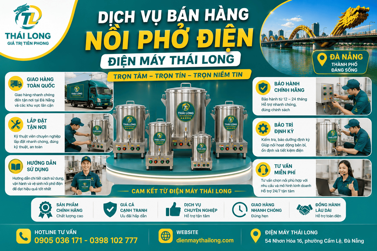 Dịch vụ bán hàng nồi phở điện Thái Long tại Đà Nẵng