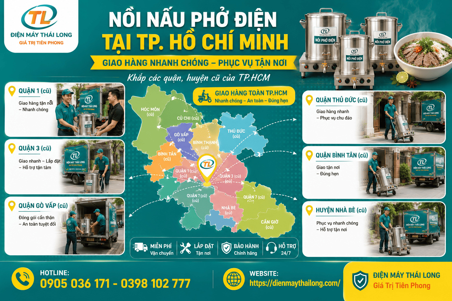 Giao lắp nồi phở điện tại TPHCM