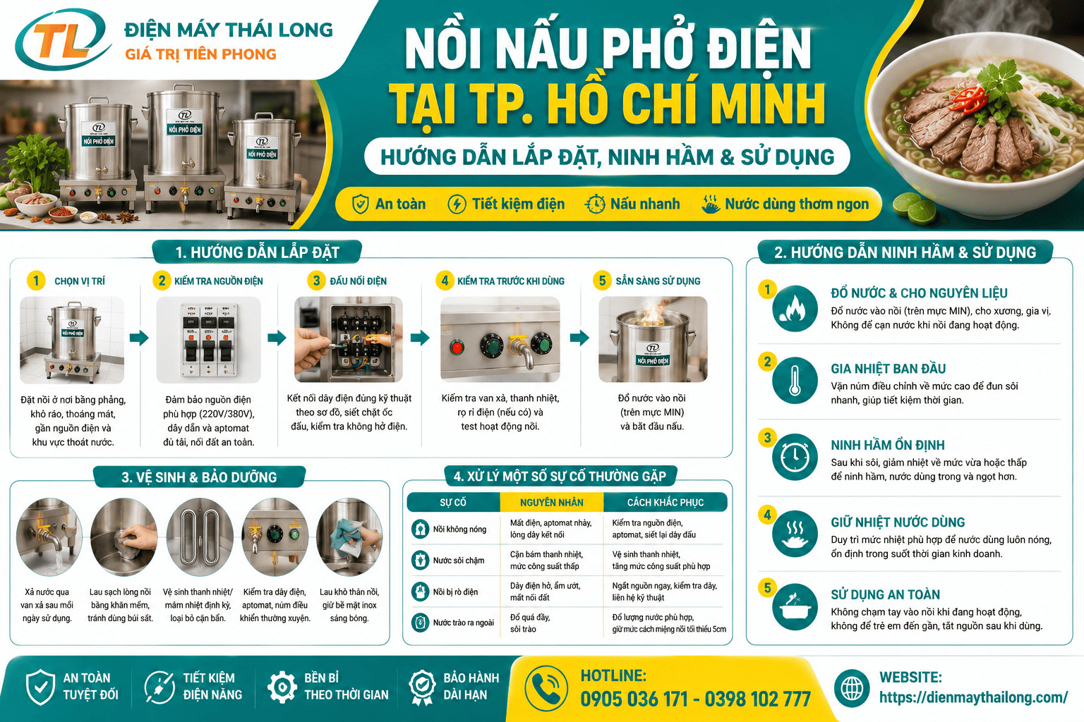 Hướng dẫn lắp đặt nồi phở điện tại TPHCM