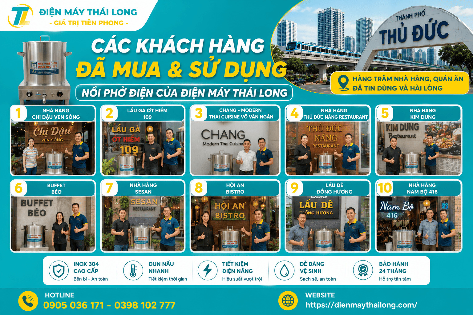 Khách hàng tiêu biểu mua nồi phở điện tại Thủ Đức