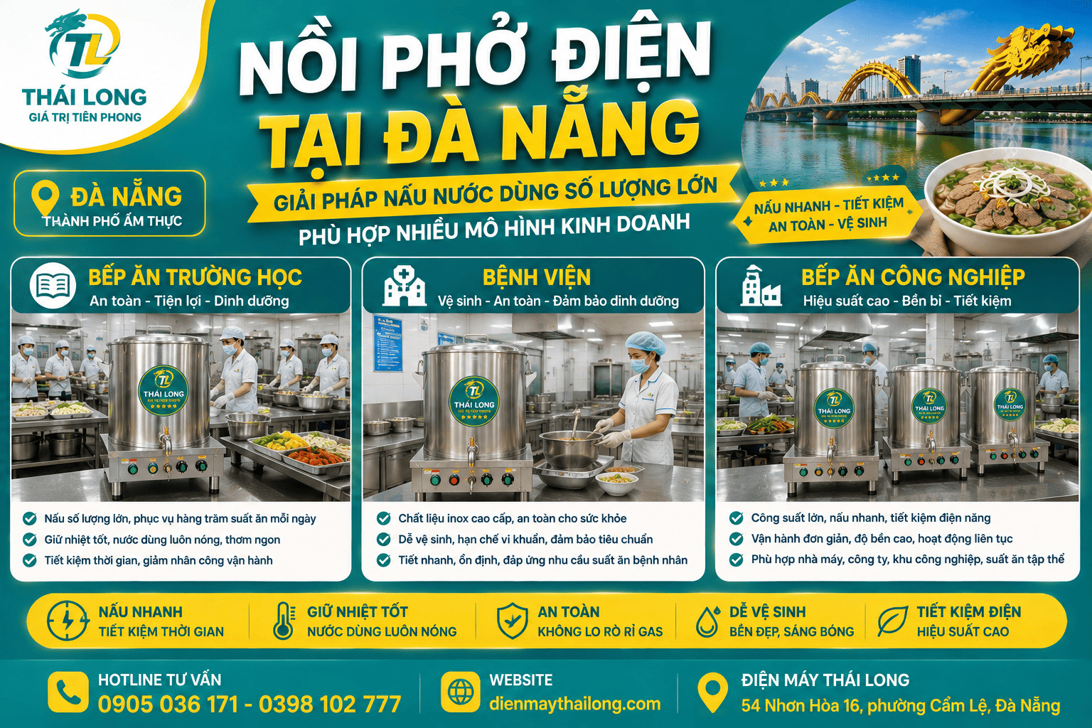 Nồi phở điện bếp ăn công nghiệp tại Đà Nẵng