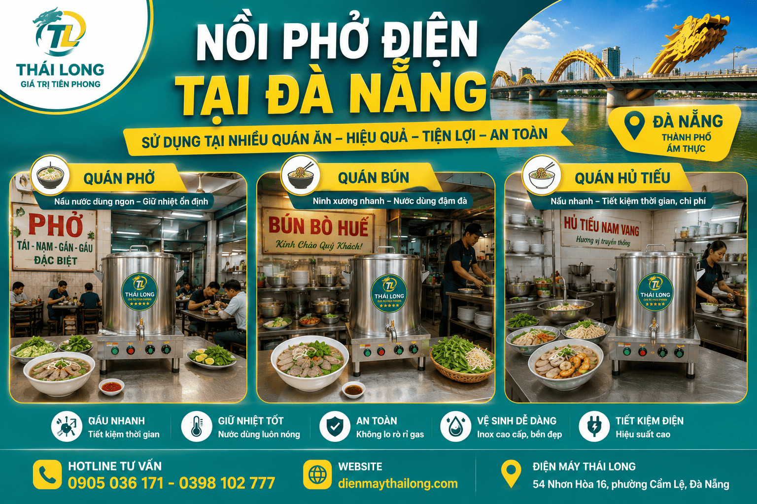 Nồi phở điện công nghiệp tại Đà Nẵng