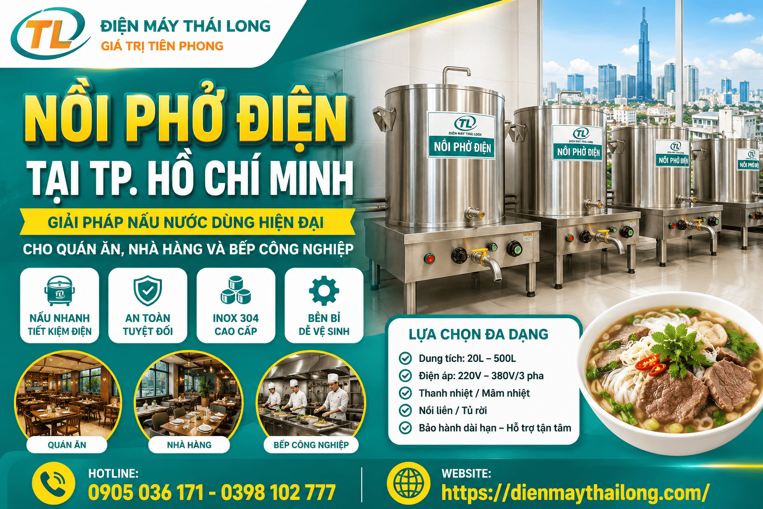 Nồi phở điện tại TPHCM - giải pháp đun nấu hiệu quả