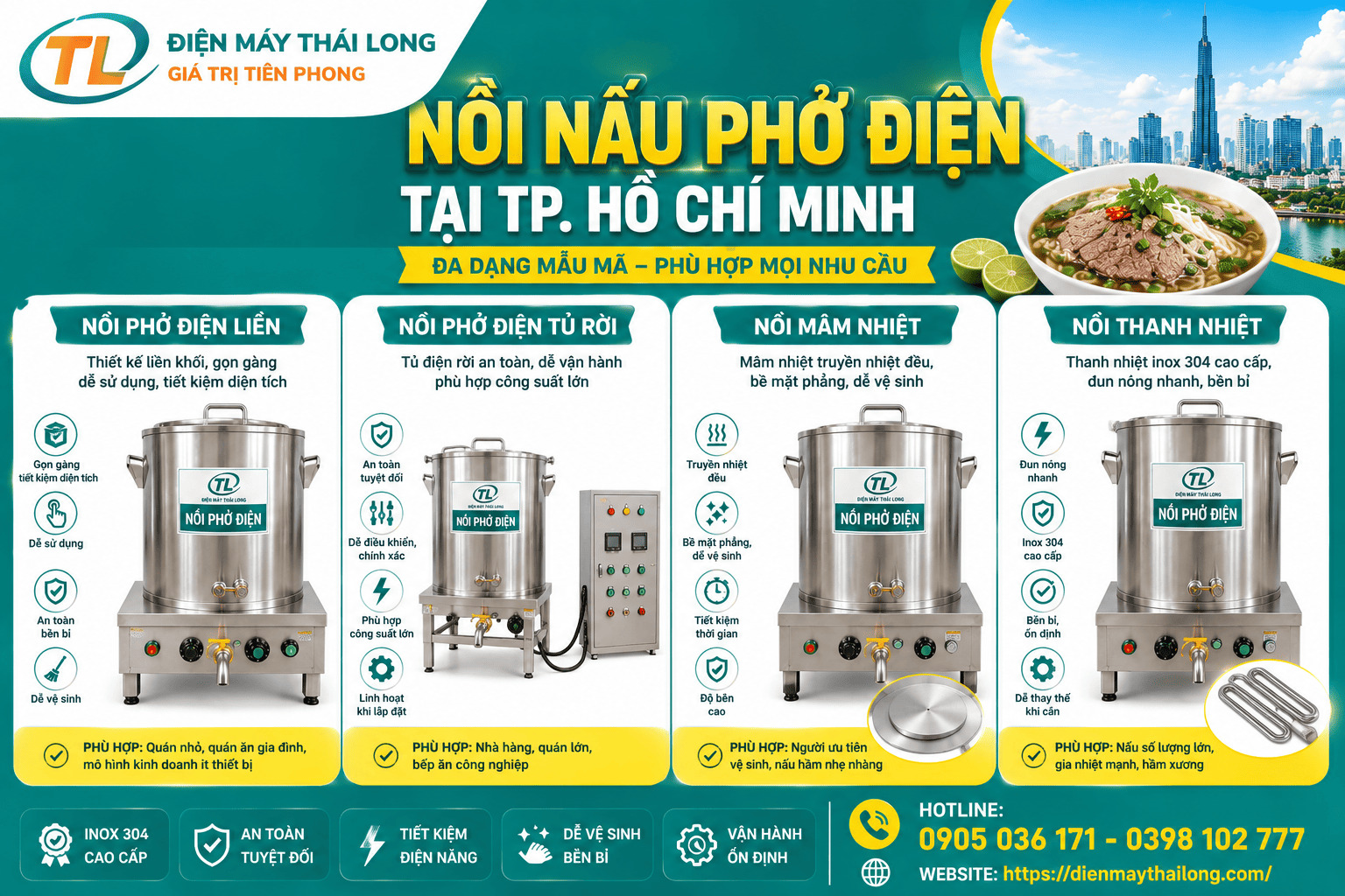 Nồi phở điện Thái Long tại TPHCM