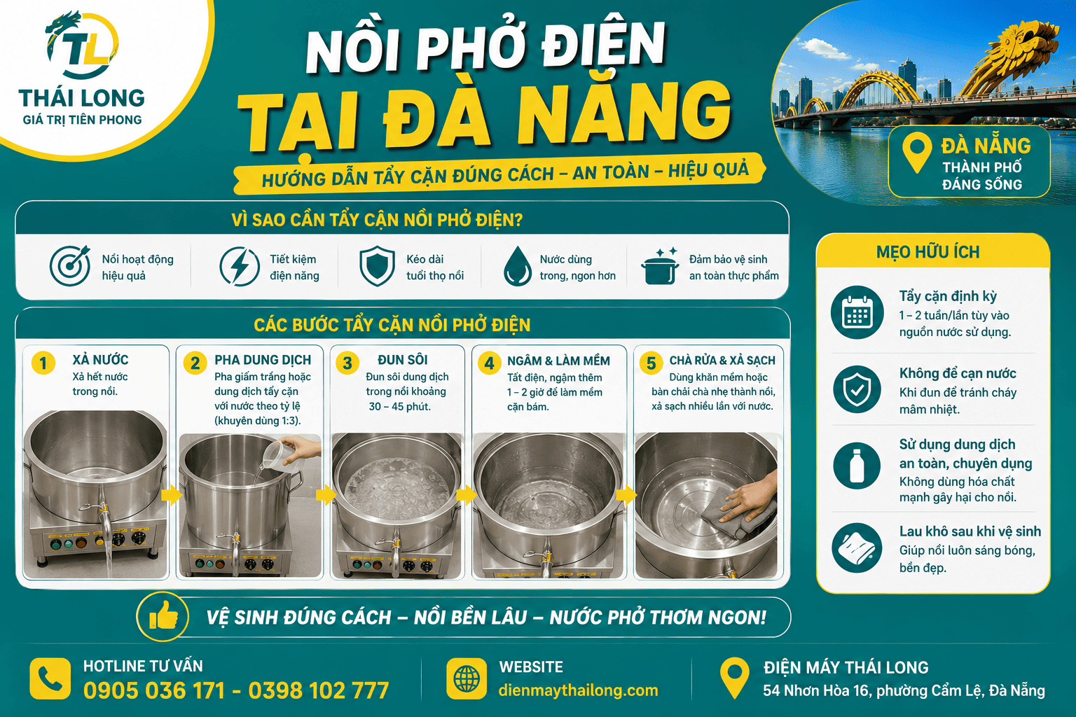 Vệ sinh và bảo dưỡng nồi phở điện