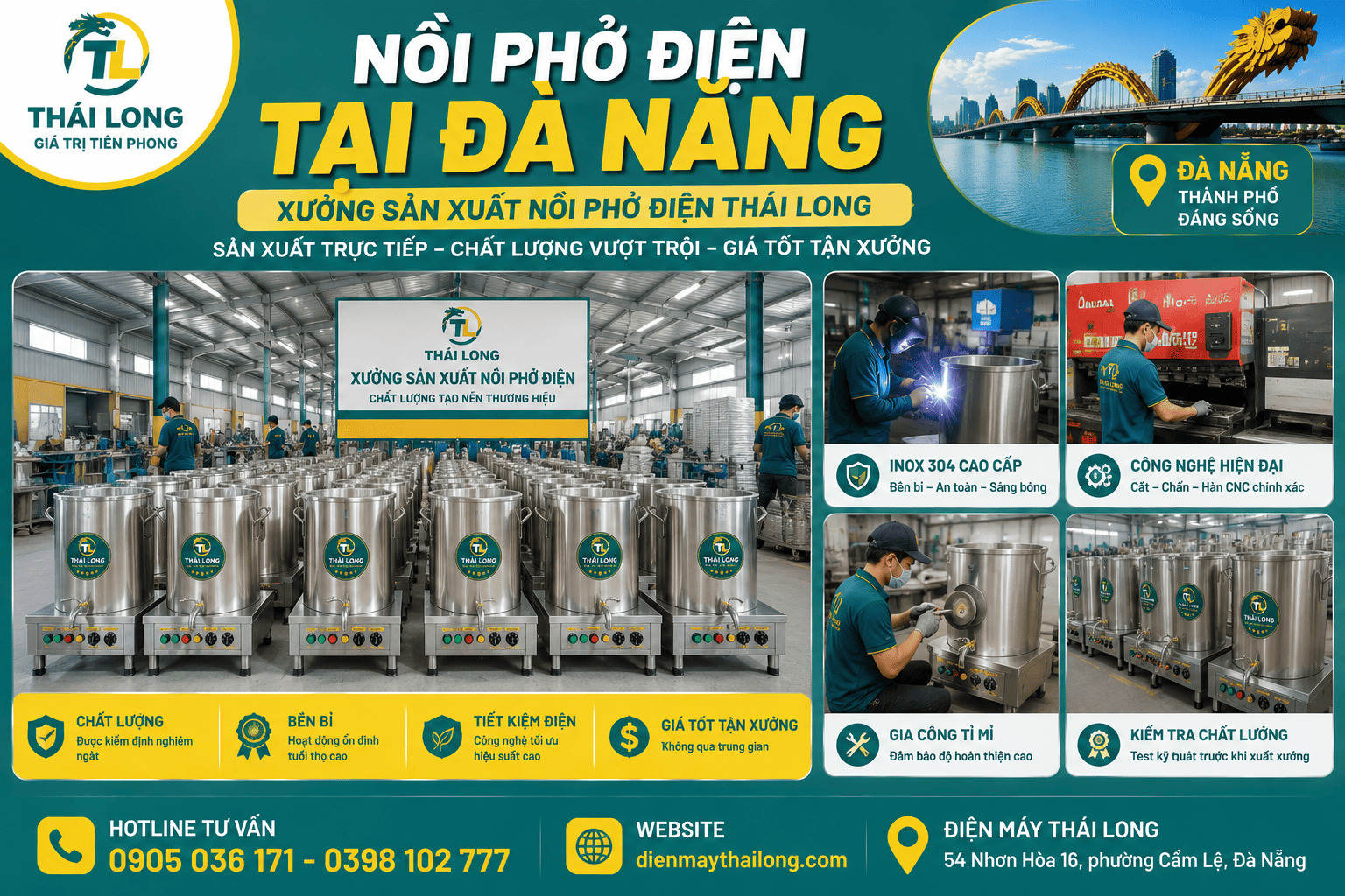 Xưởng sản xuất nồi phở điện Thái Long