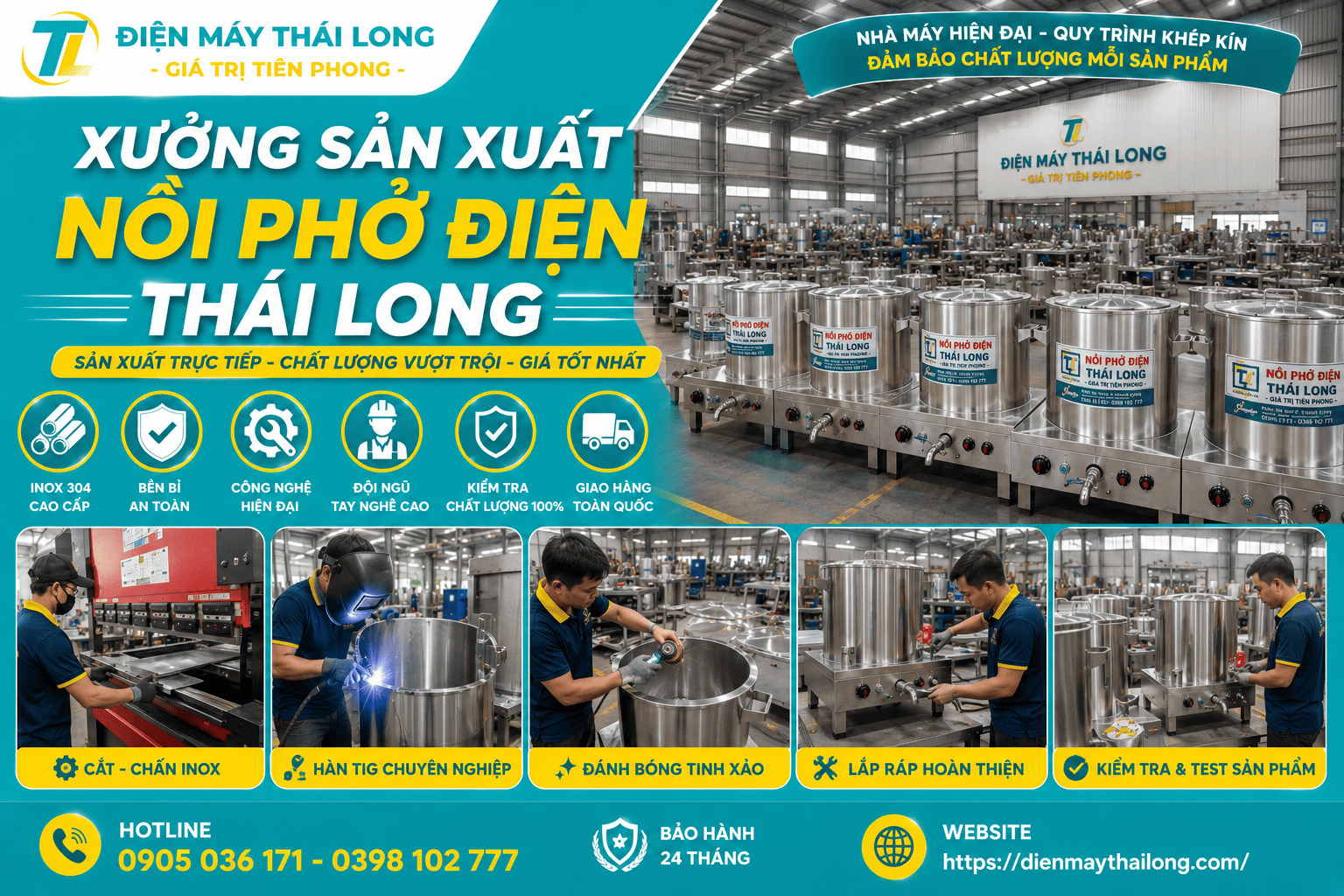 Xưởng sản xuất nồi phở điện Thái Long