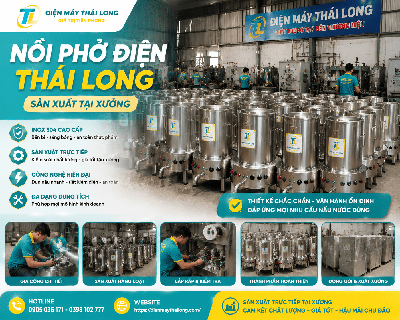 Xưởng sản xuất nồi phở điện Thái Long