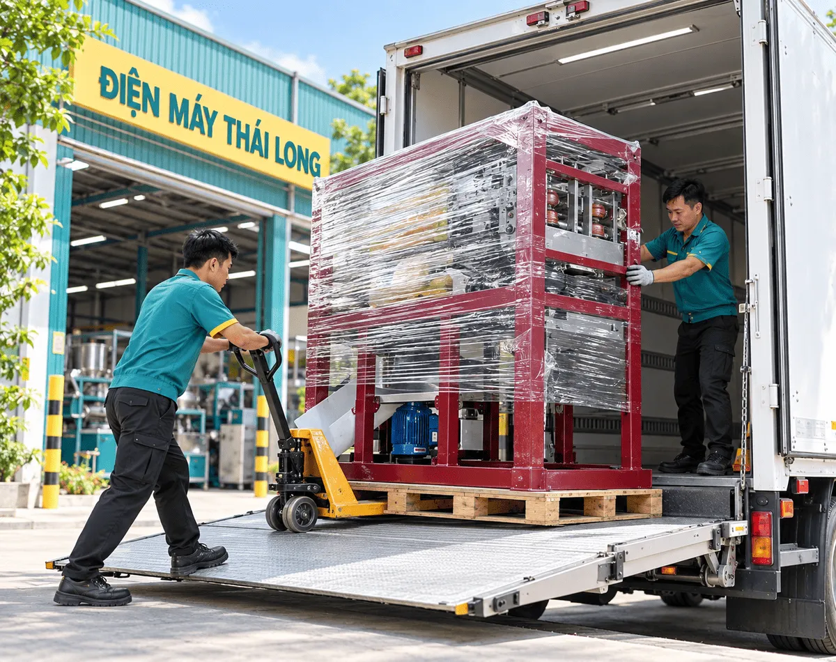 Bàn giao máy bào vỏ mía công nghiệp