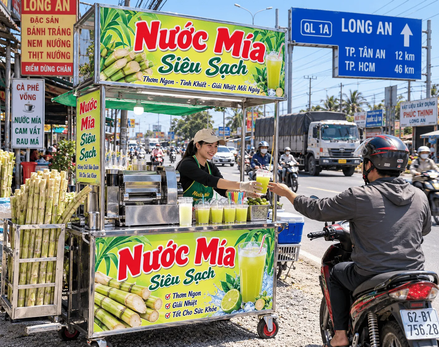Mô hình bán nước mía lưu động tại Long An