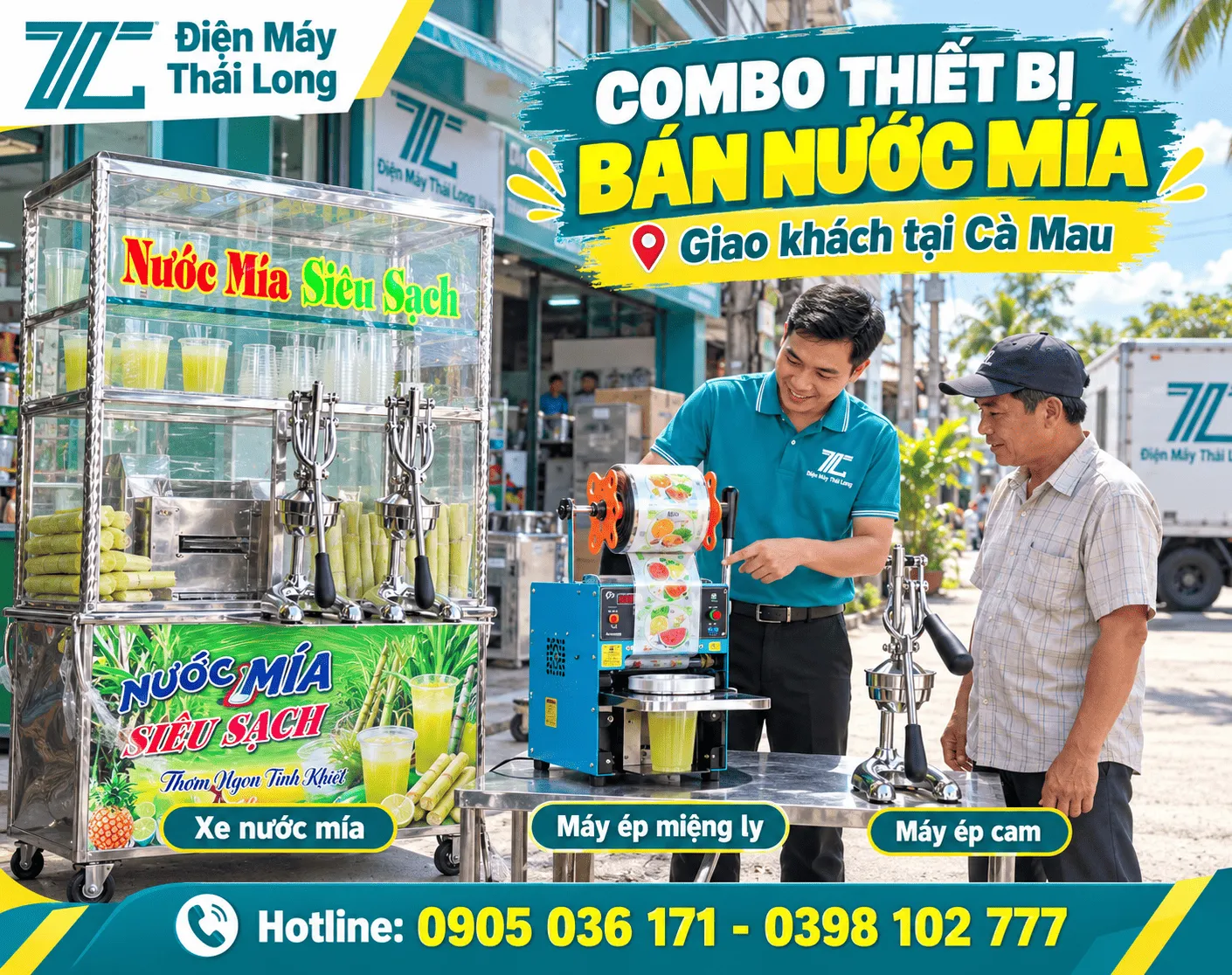Giao xe nước mía và máy móc khác tại Cà Mau