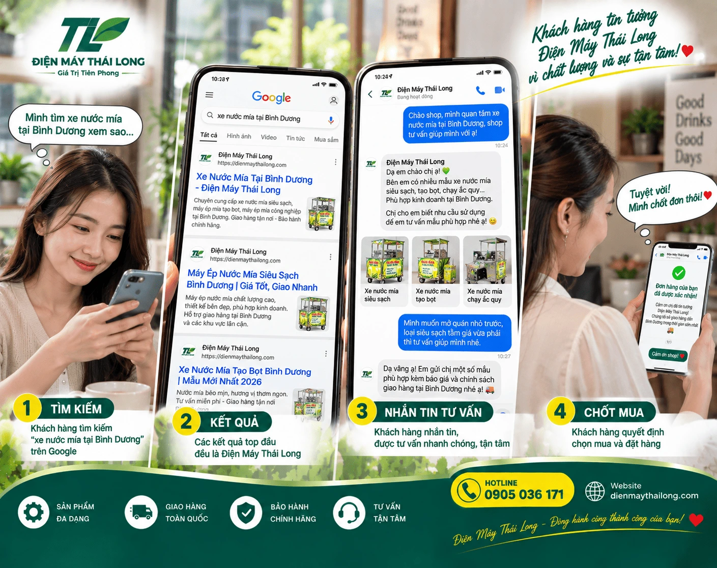 Khách hàng lựa chọn xe nước mía tại Bình Dương