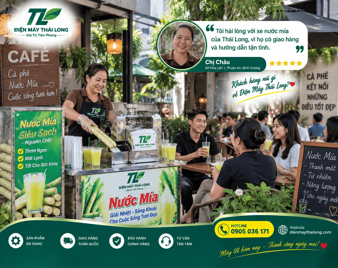 Khách hàng Bình Dương đánh giá xe nước mía Thái Long