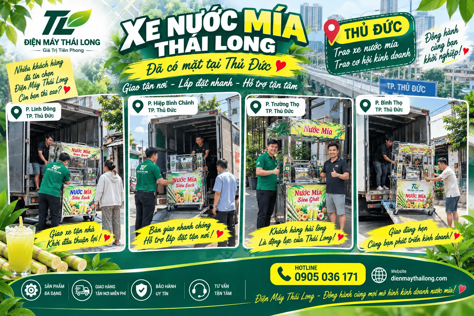 Khách hàng mua xe nước mía Thái Long ở Thủ Đức
