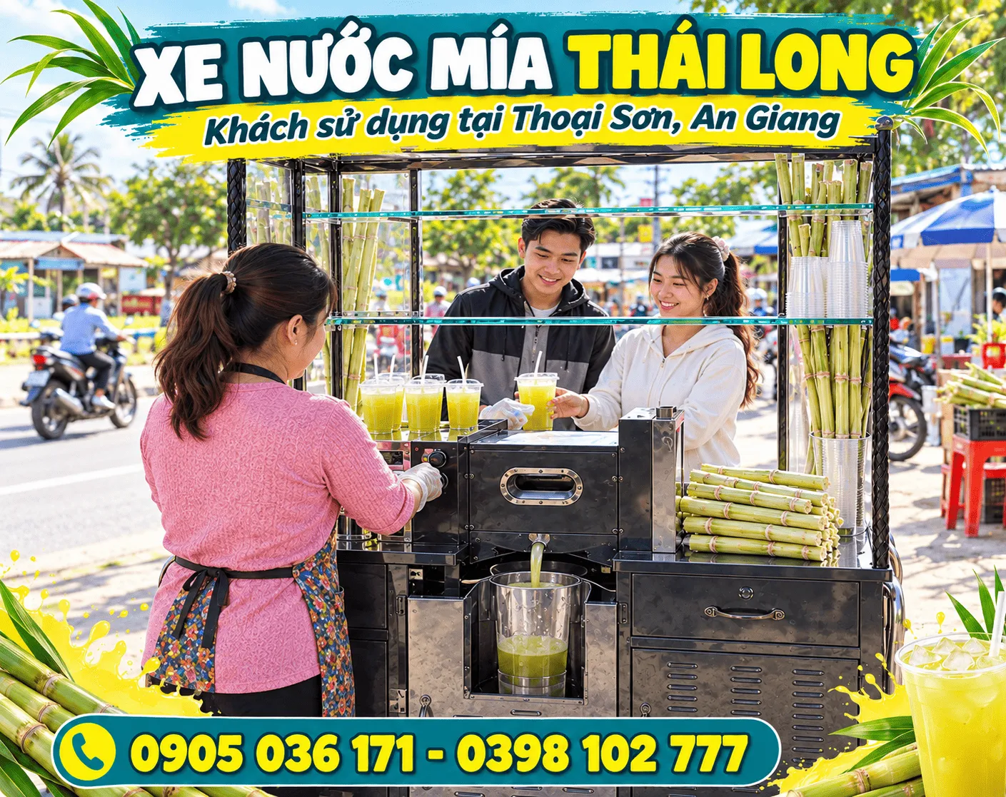 Khách hàng mua xe nước mía kinh doanh tại Thoại Sơn An Giang