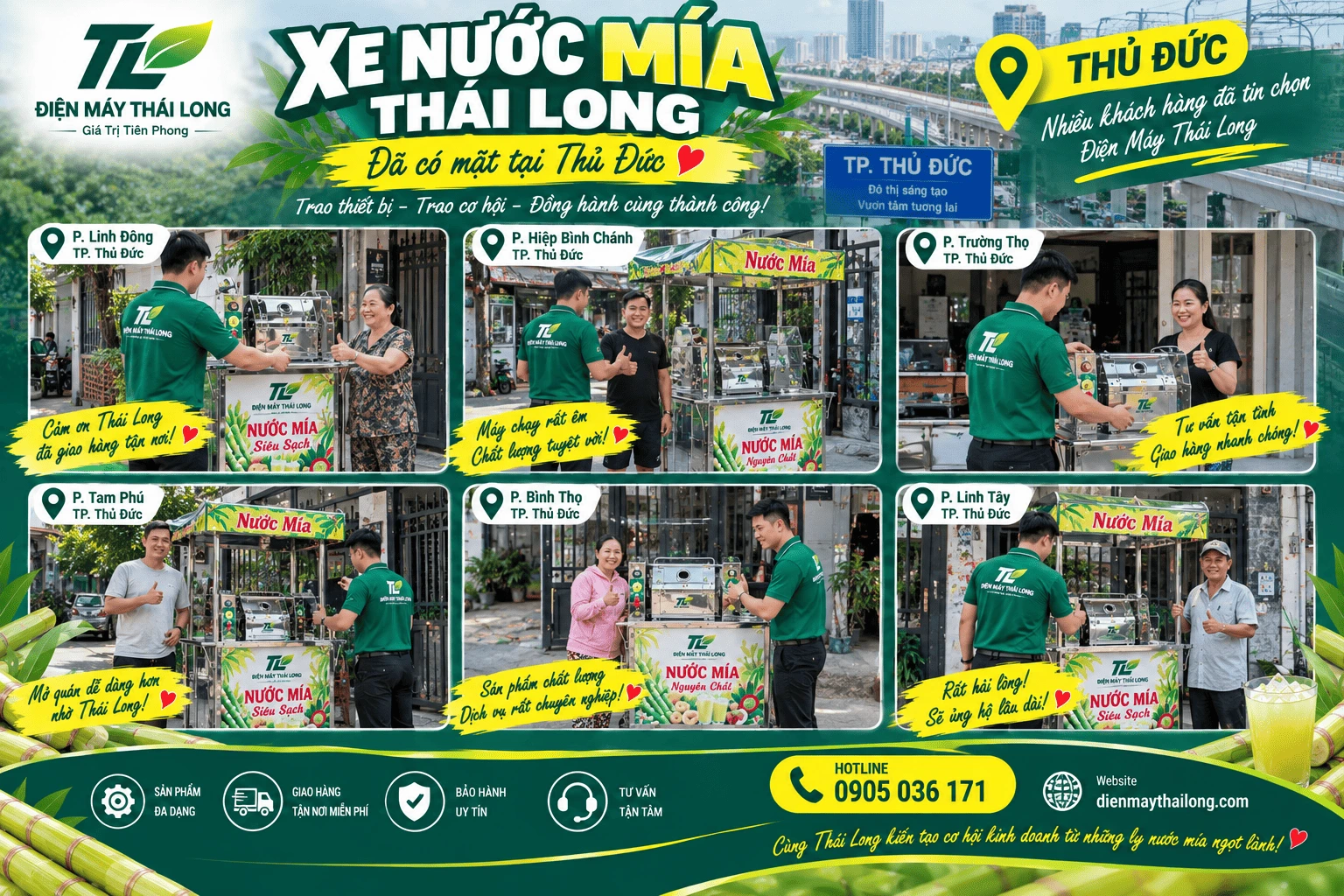 Khách hàng mua xe nước mía tại Thủ Đức