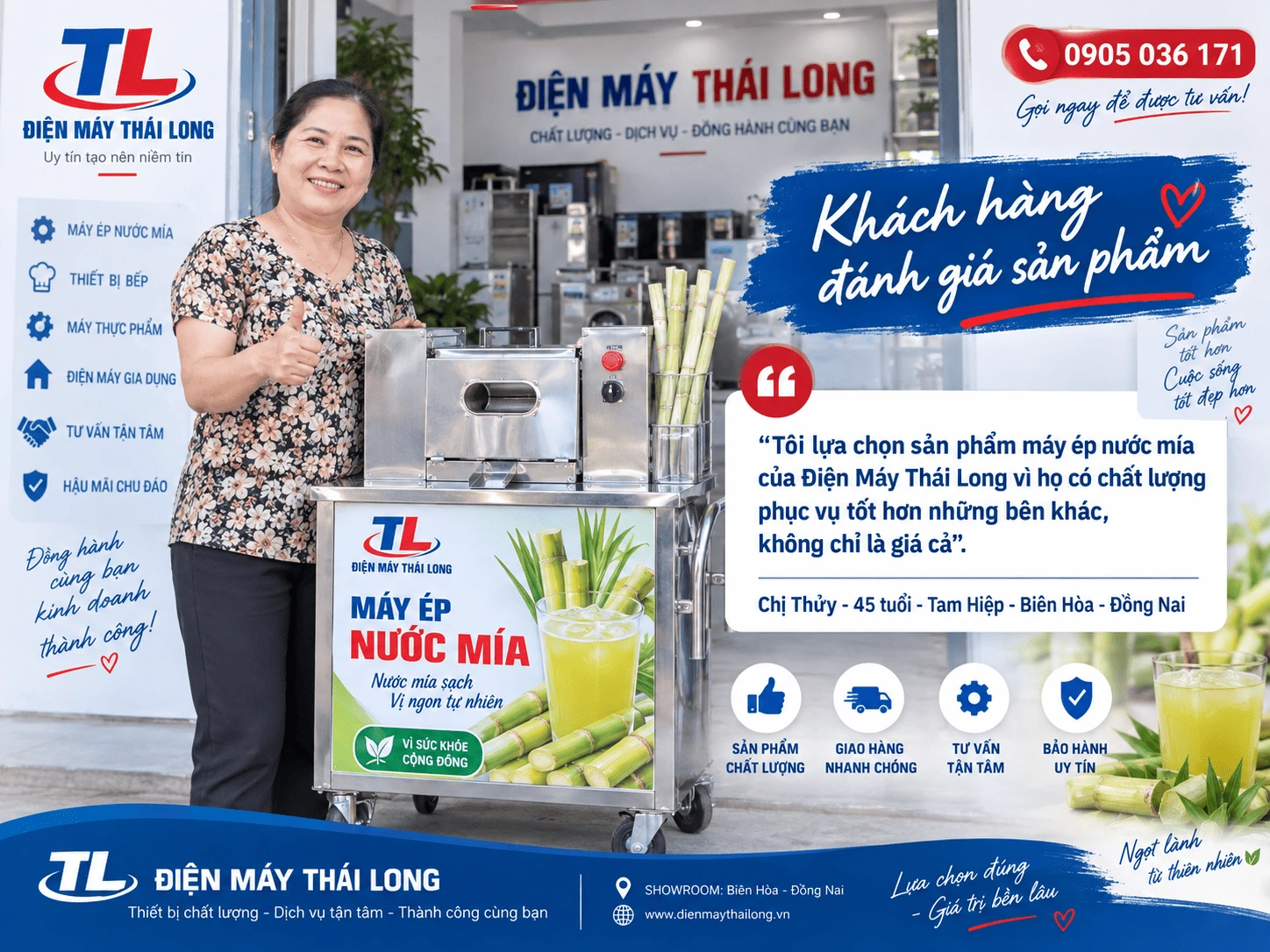 Khách hàng đánh giá sản phẩm Thái Long tại Biên Hòa Đồng Nai