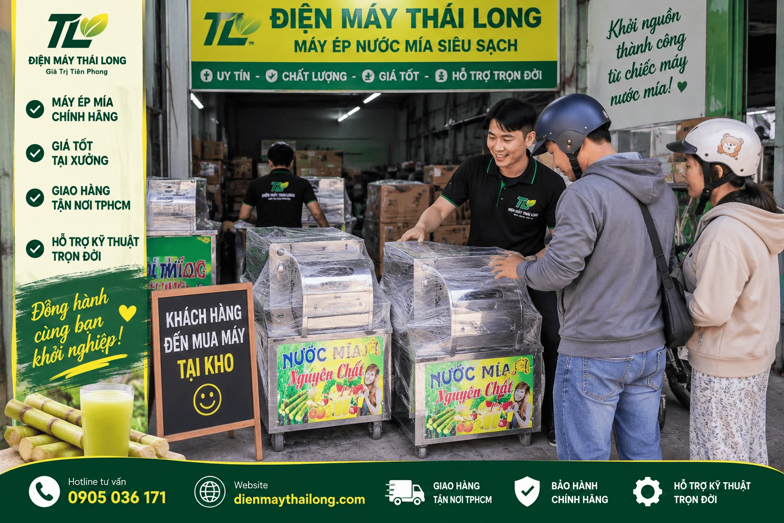 Kho máy ép nước mía tại TPHCM