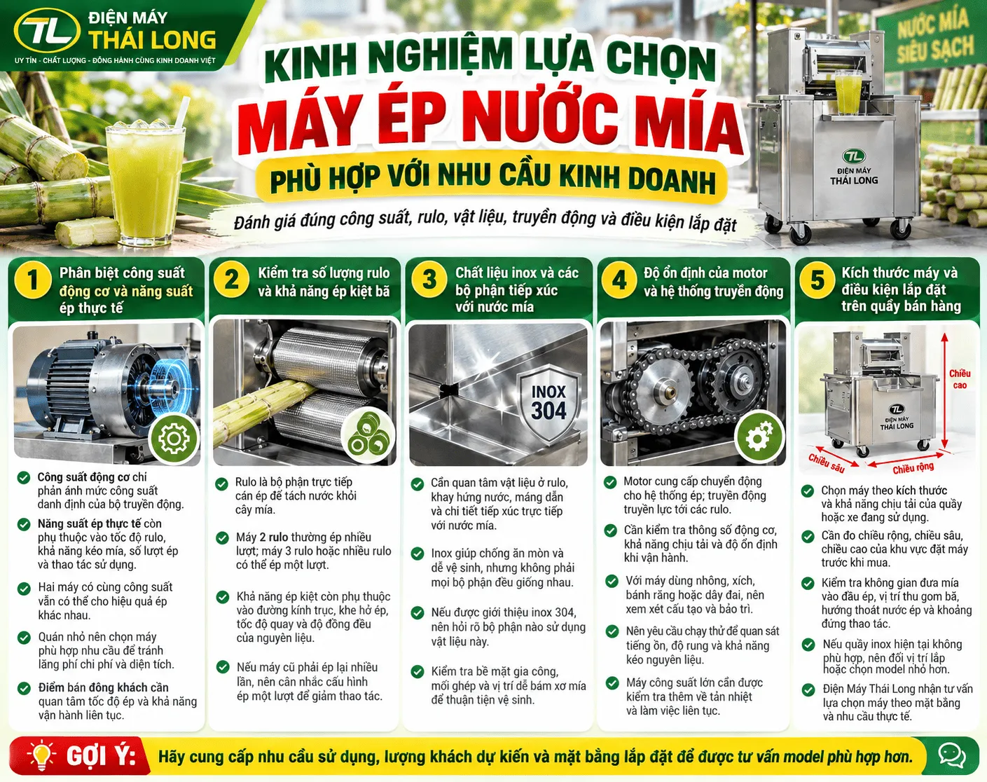 Kinh nghiệm chọn mua máy ép mía phù hợp