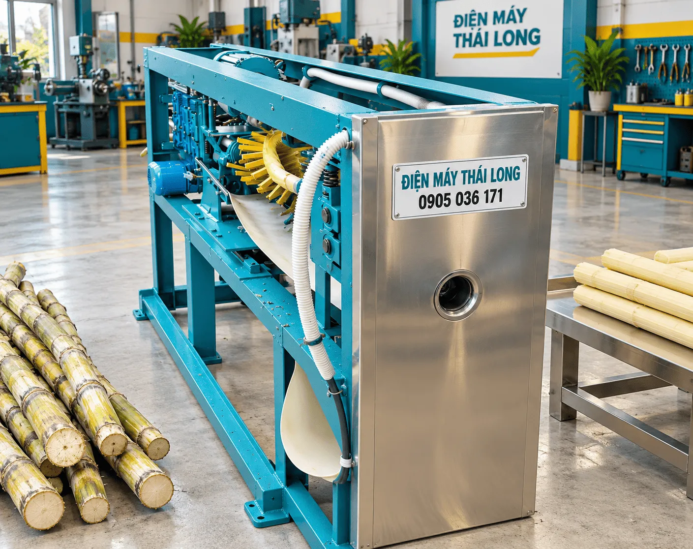Máy bào vỏ mía công nghiệp 1 cây mía
