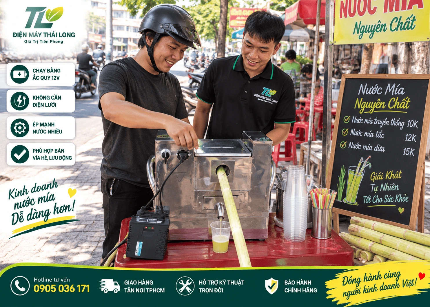 Máy ép mía chạy ắc quy tại TPHCM