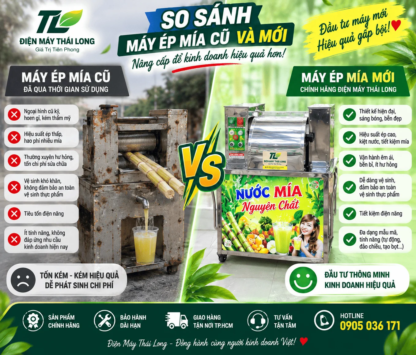 Có nên mua máy ép mía cũ tại TPHCM