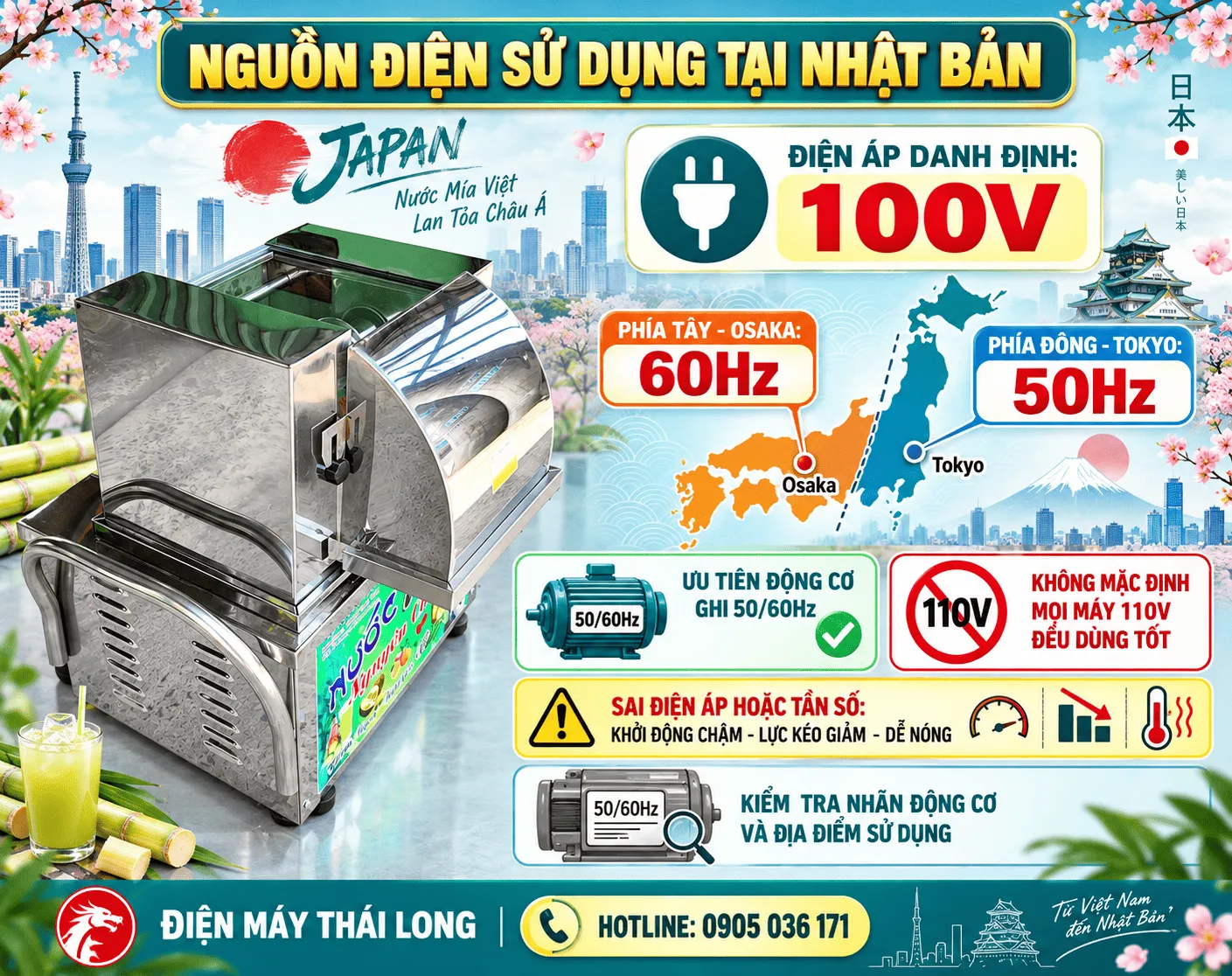 Máy ép nước mía 110V tại Nhật Bản