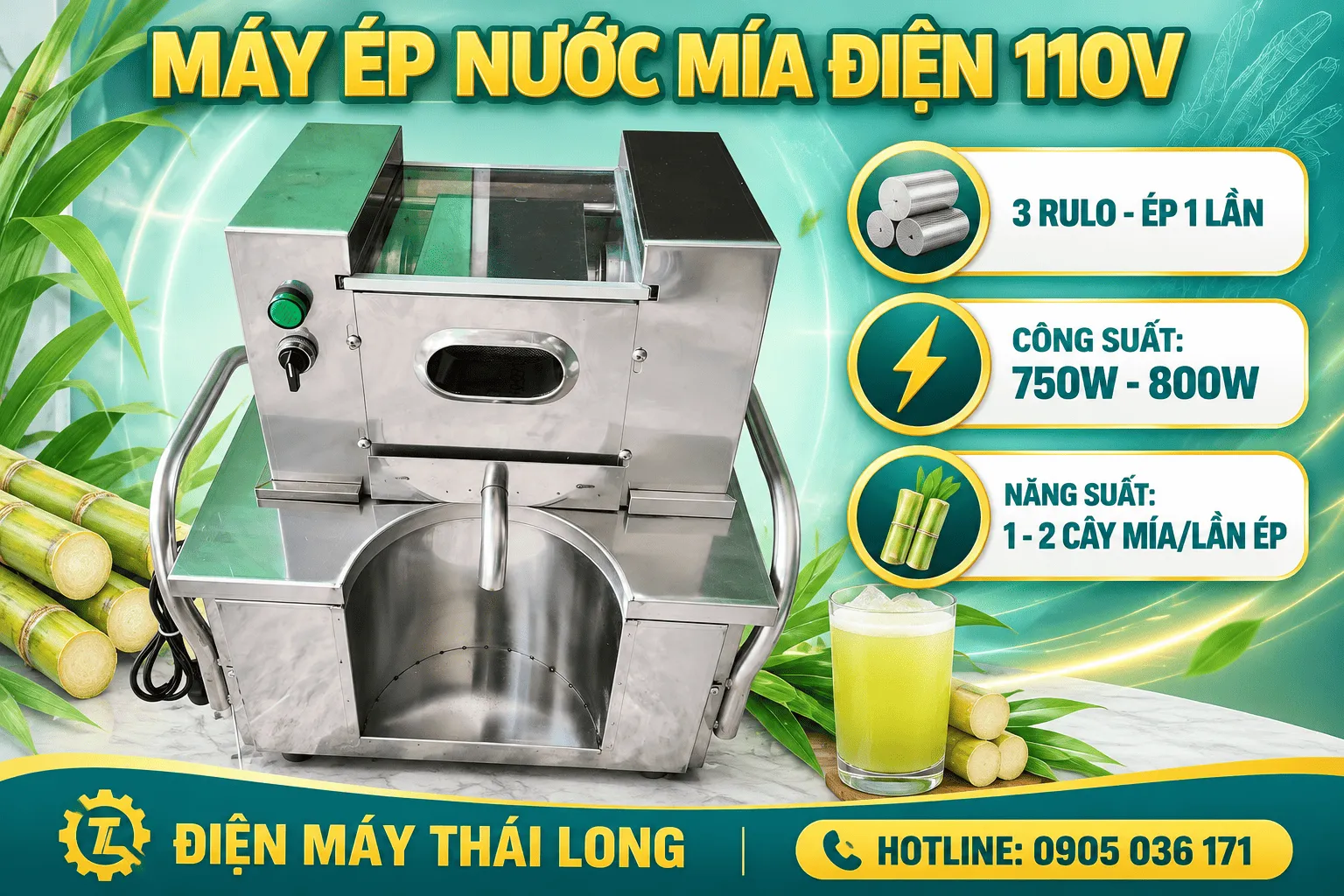 Máy ép nước mía xuất khẩu Mỹ Nhật