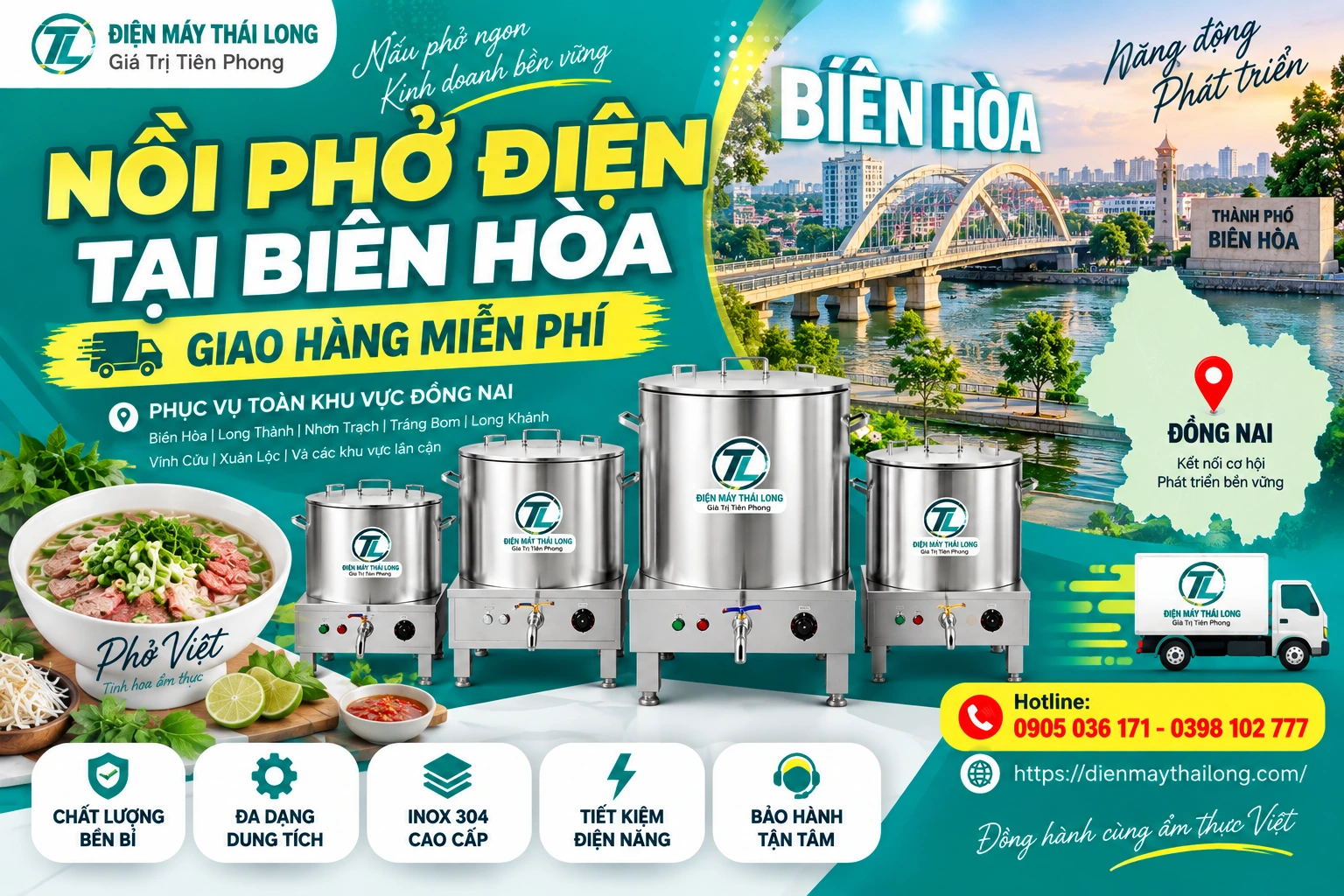 Nồi nấu phở điện ở Đồng Nai