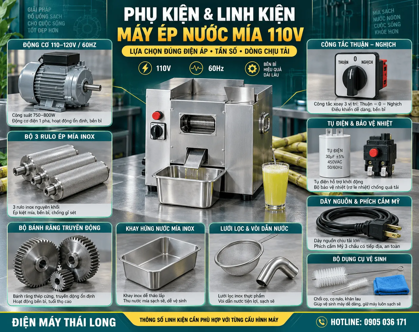 Phụ kiện máy ép nước mía