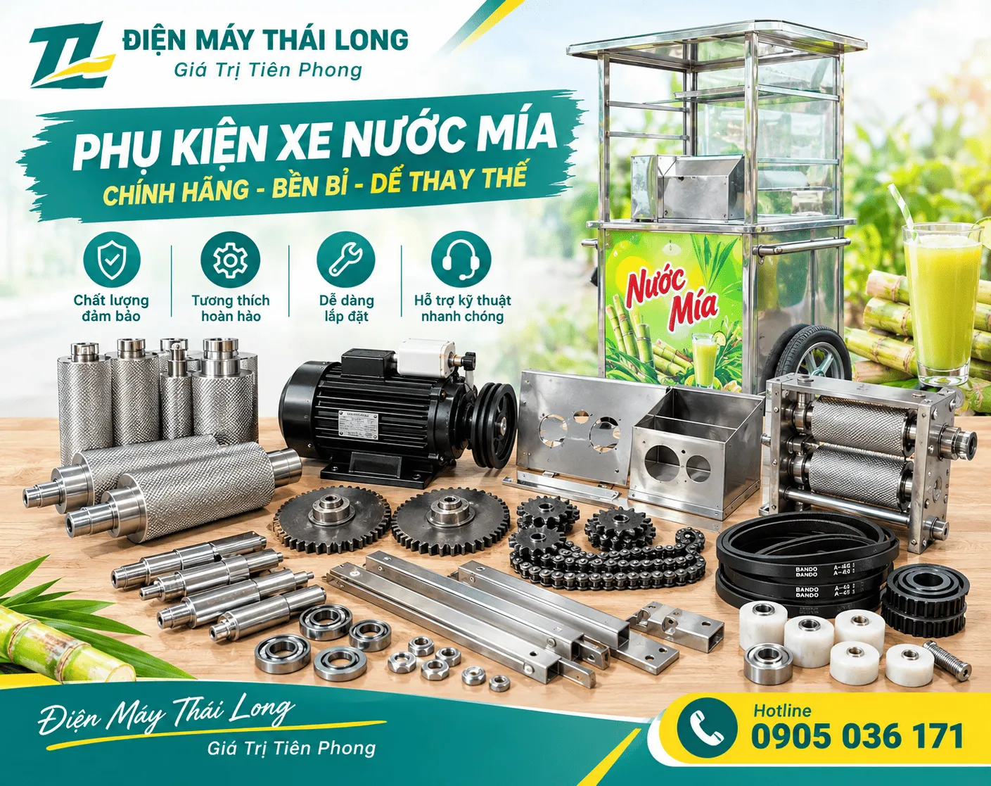 Phụ kiện của xe nước mía chính hãng