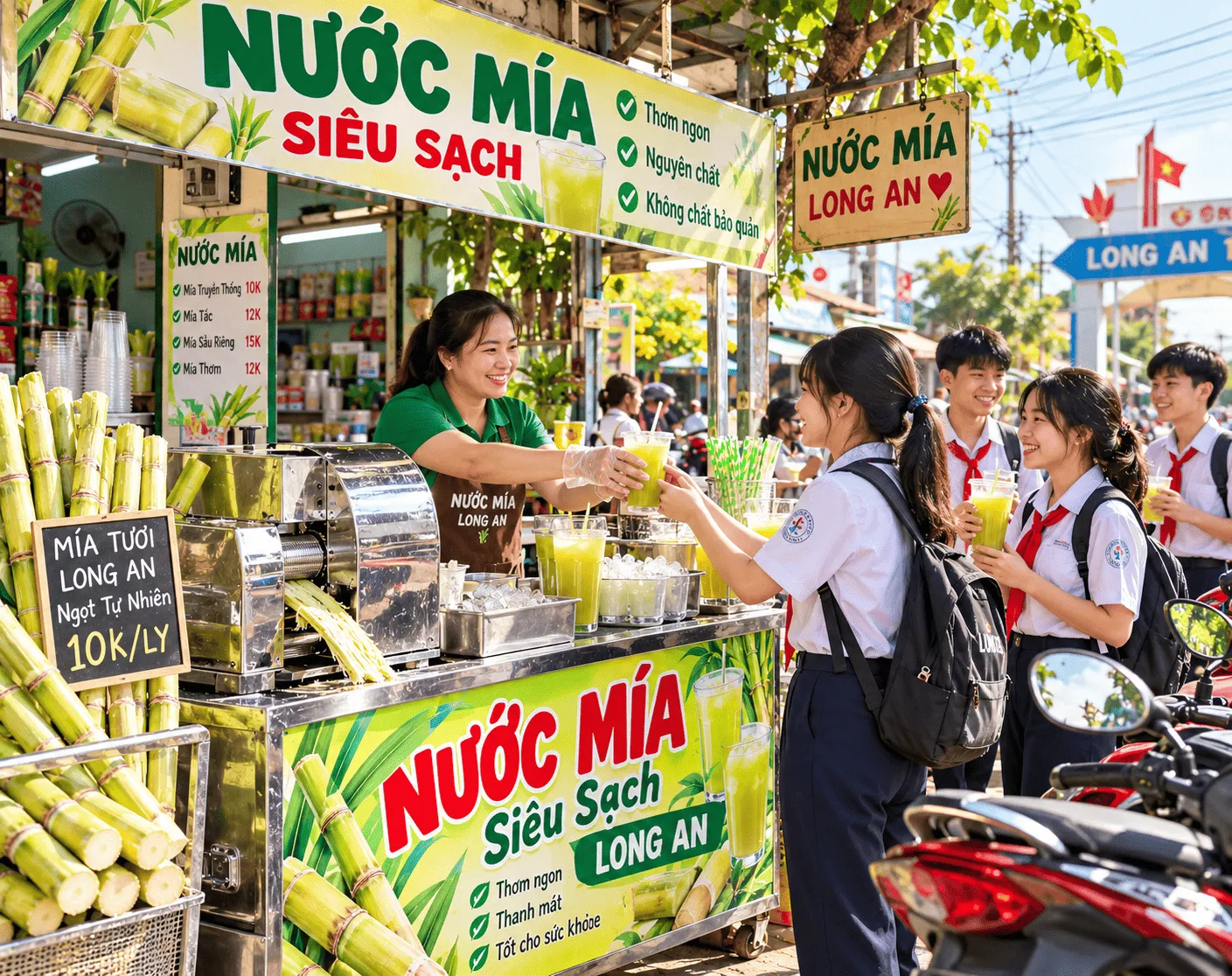 Khách hàng sử dụng máy ép mía tại Long An