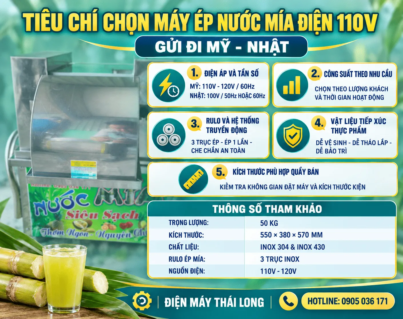 Những tiêu chí chọn máy ép mía 110V