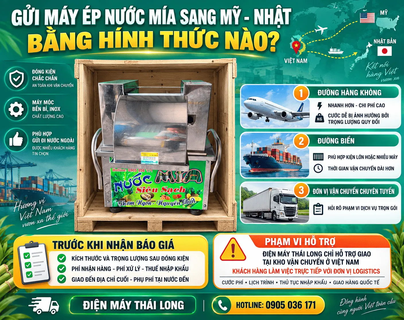 Vận chuyển máy ép mía 110V như thế nào?