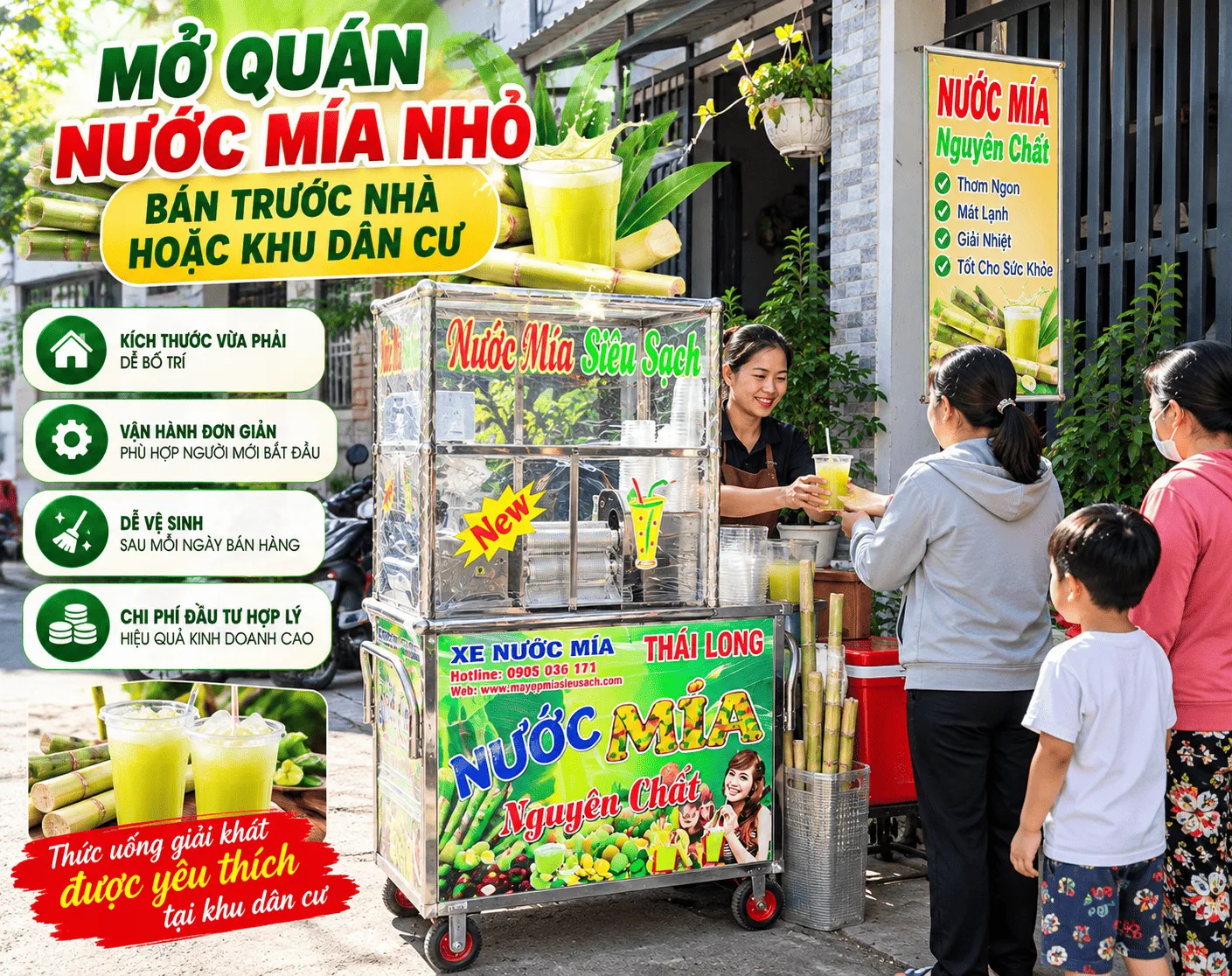 Chọn xe nước mía theo mô hình kinh doanh