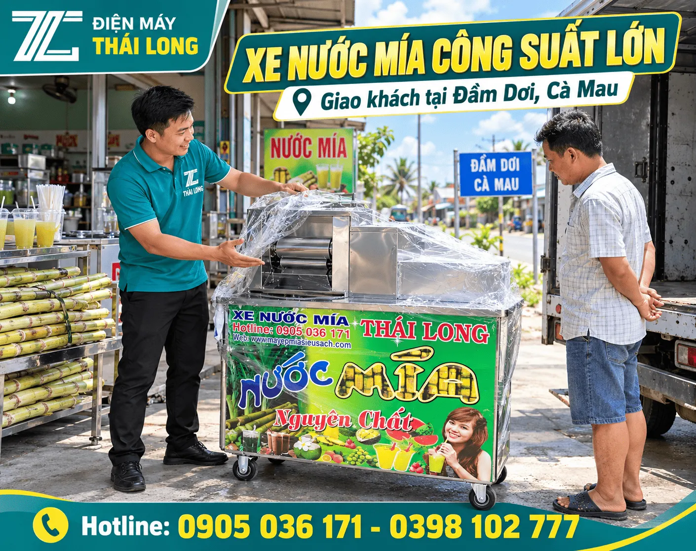 Xe nước mía công nghiệp giao khách Đầm Dơi Cà Mau