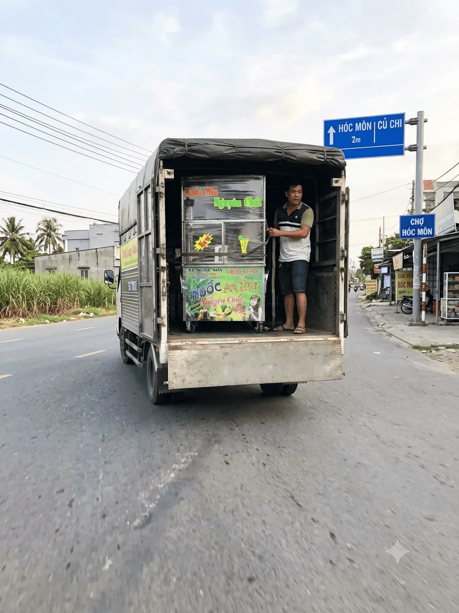 Xe nước mía giao khách ở Củ Chi