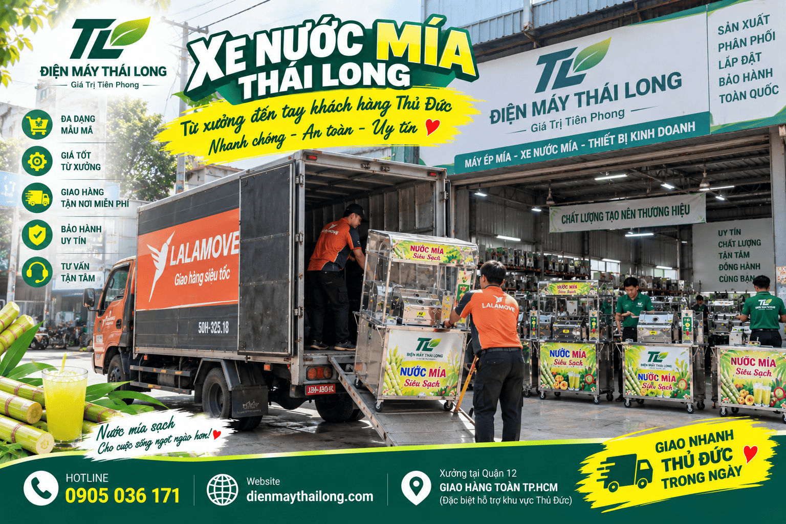 Vận chuyển xe nước mía khách Thủ Đức