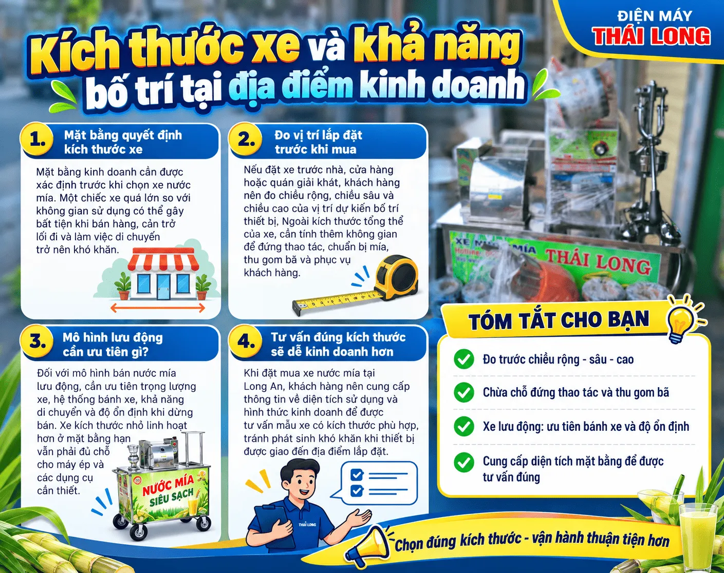 Kích thước xe và khả năng bố trí tại địa điểm kinh doanh