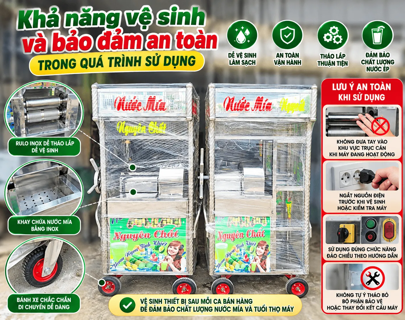Khả năng vệ sinh và bảo đảm an toàn trong quá trình sử dụng