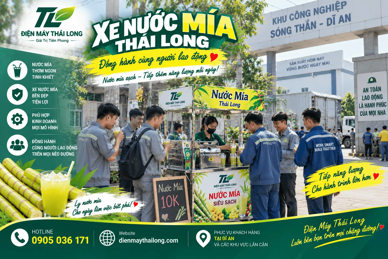 Xe nước mía ở KCN Dĩ An