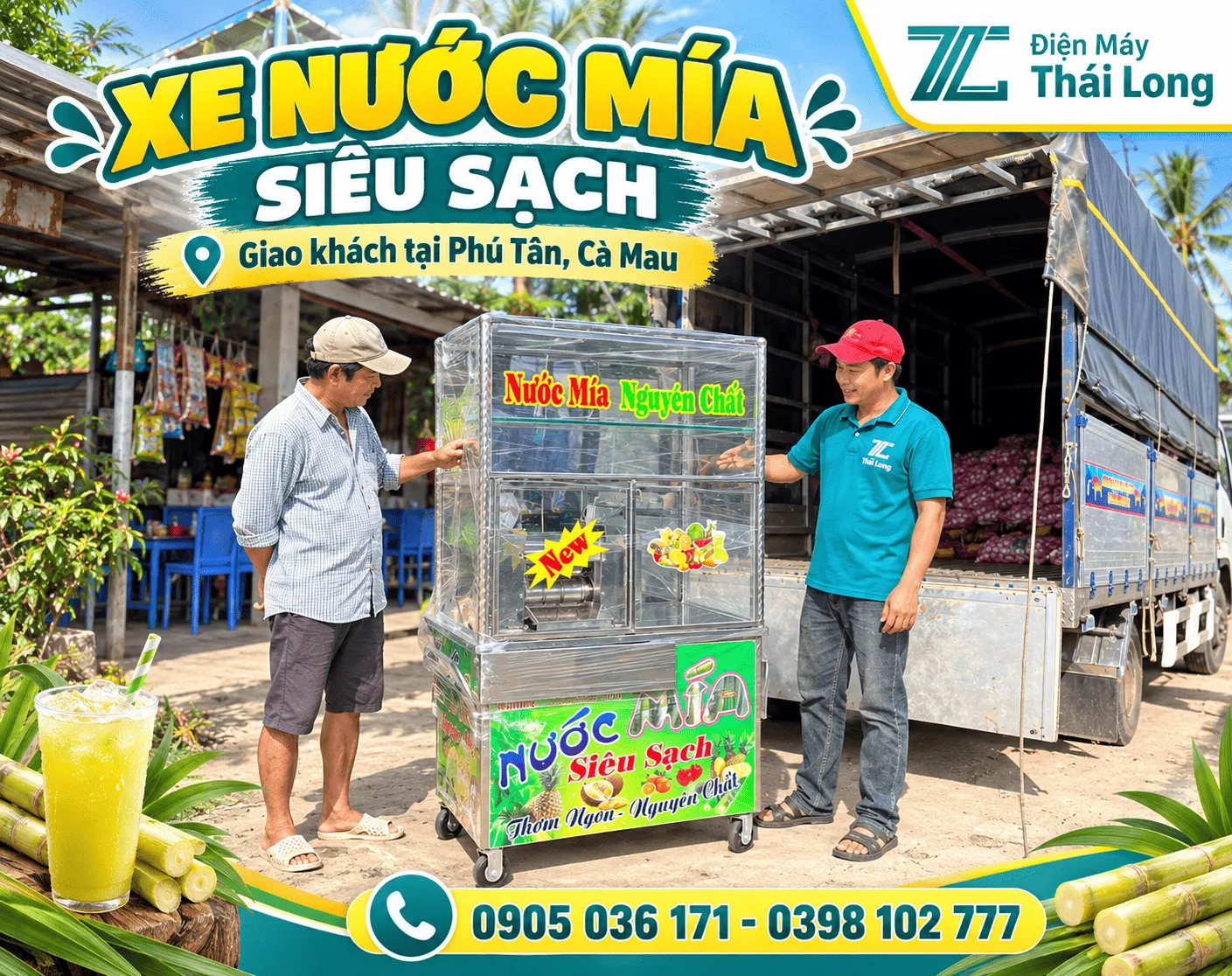 Xe nước mía siêu sạch tại Phú Tân Cà Mau
