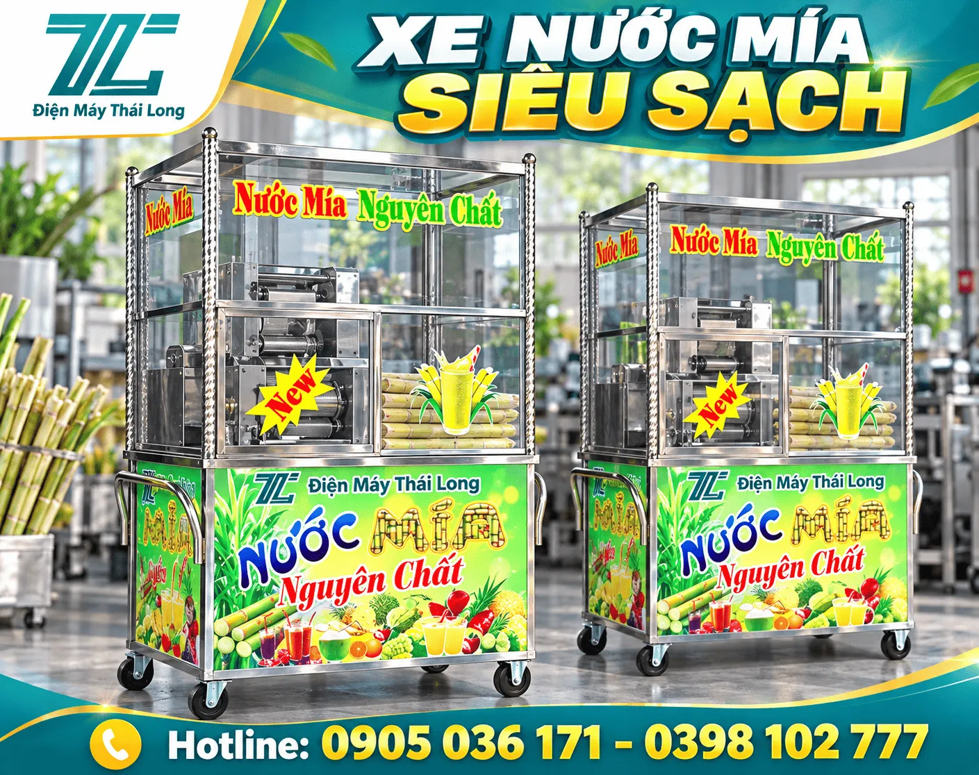 Sản phẩm xe nước mía siêu sạch Thái Long