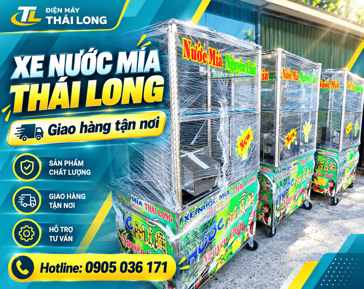 Xe nước mía giao khách ở Long An