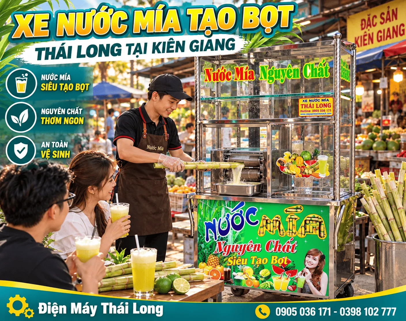 Xe nước mía tạo bọt
