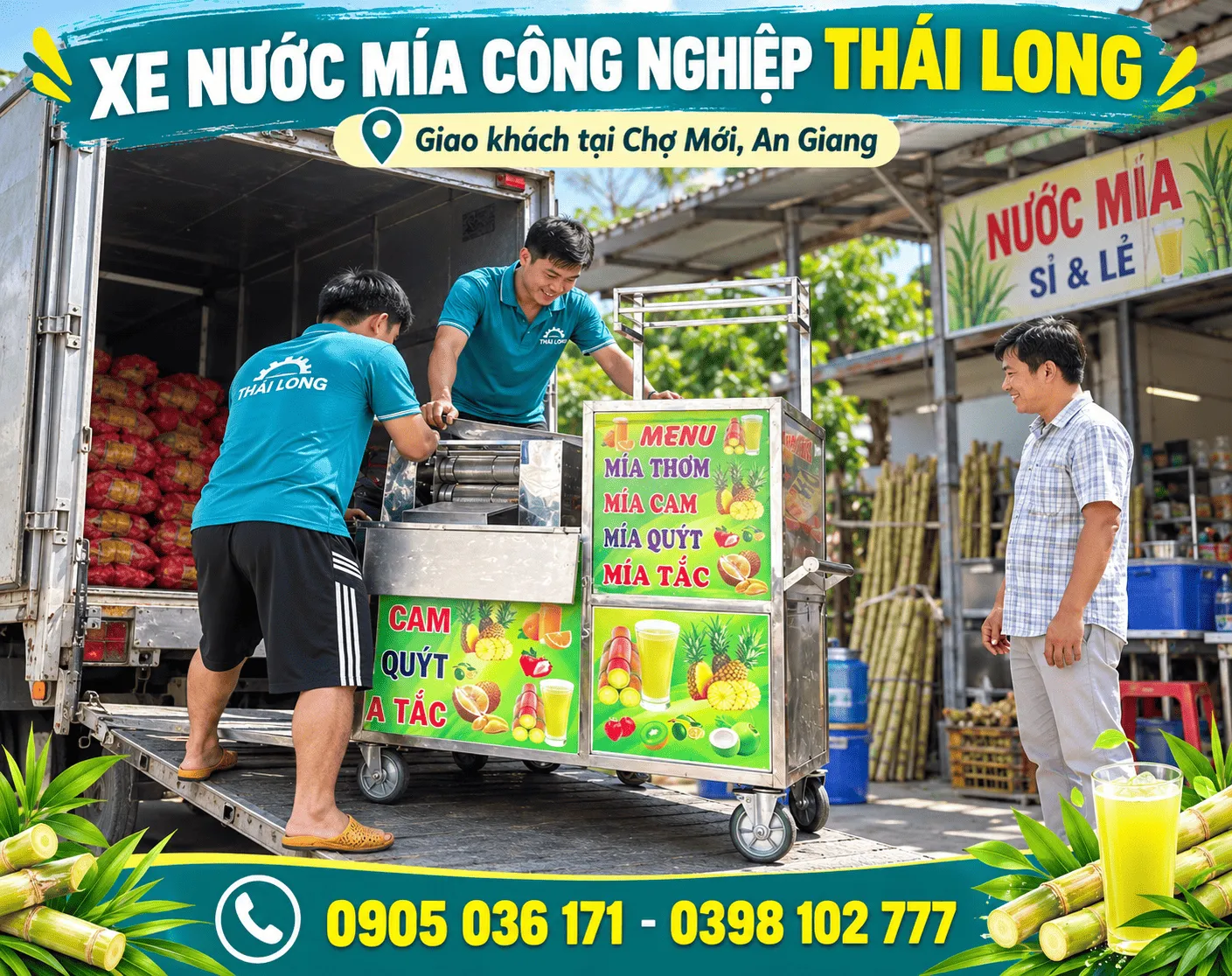 Xe nước mía công nghiệp giao khách An Giang